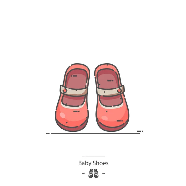 Baby Shoes Цвет Линии Значок — стоковый вектор