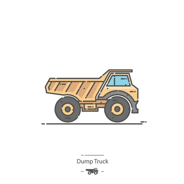 Dump Truck Цвет Линии Значок — стоковый вектор