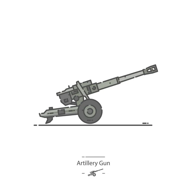 Artilharia Gun Ícone Cor Linha — Vetor de Stock