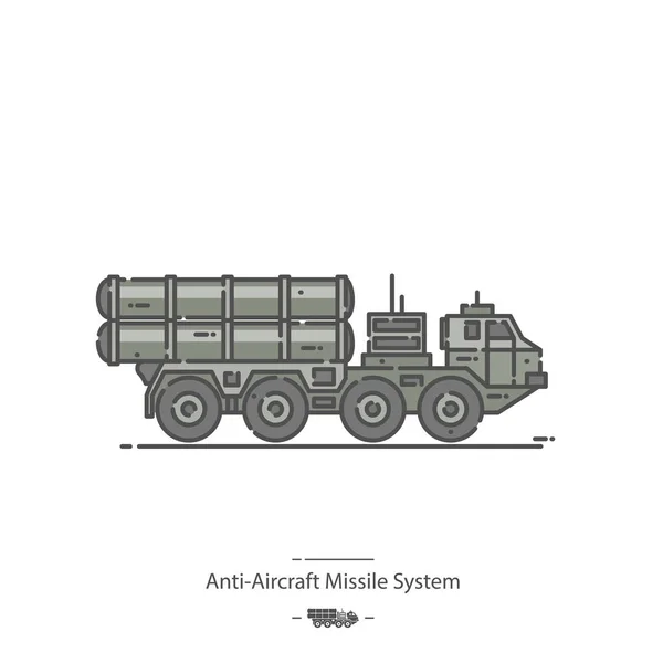 防空导弹系统 线条颜色图标 — 图库矢量图片