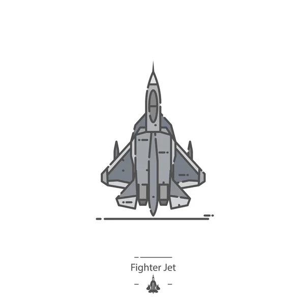 战斗机喷射机 线条颜色图标 — 图库矢量图片