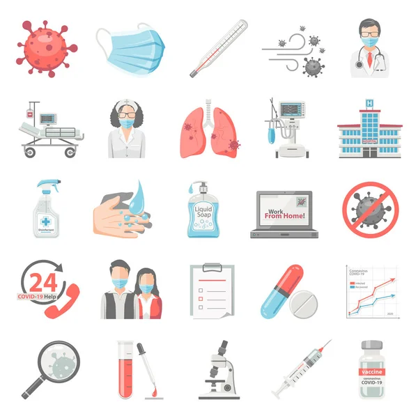 Coronavirus Covid Pictogram Set — Stockvector