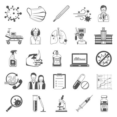 Coronavirus Covid-19 Siyah Simge Ayarları