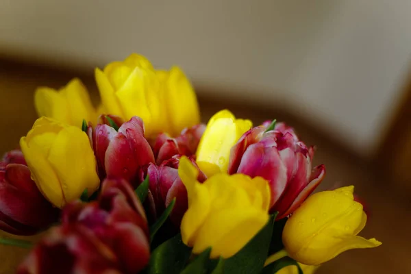 Bouquet de tulipes roses et jaunes — Photo