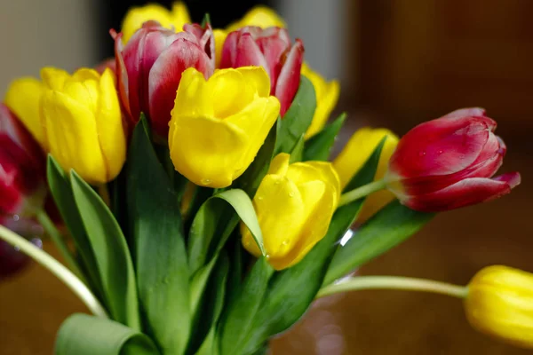 Bouquet de tulipes roses et jaunes — Photo