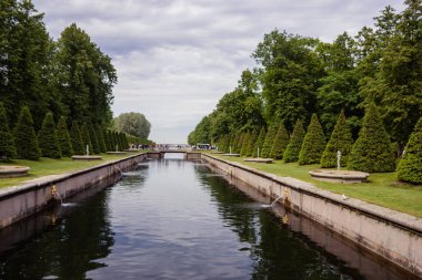 PETERHOF SAINT-PETERSBURG ��� RUSSIA - JUNE 13 2019: View from t