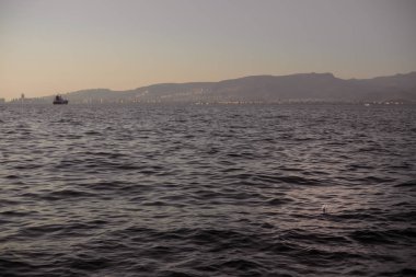 İzmir'de plastik şişe denizde yüzer.