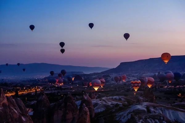 Goreme Cappadoce Turquie Août 2019 Beaucoup Montgolfières Dans Ciel Les — Photo