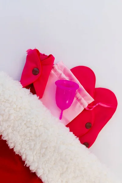 Менструальная Чашка Многоразовая Менструальная Прокладка Подарок Новый Год Рождество Плоская — стоковое фото