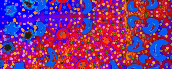 Синя Геометрична Ілюстрація Море Модний Образ Помаранчевий Pachwork Artwork Індиго — стокове фото