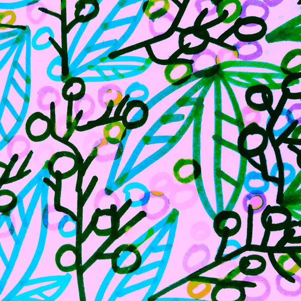 Mavi Çiçek Eserleri. Pembe kravat fırçası. Siyah Lüks Şal. Yaprak dokusu. Gök mavisi Kanva. Tekstil bayrağı. Renkli Soyut İllüstrasyon.