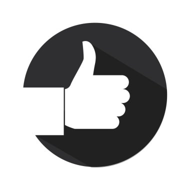 Simge gibi, başparmaklar beyaz arkaplanda izole edilmiş modaya uygun düz bir şekilde yukarı. Vektör illüstrasyonu.