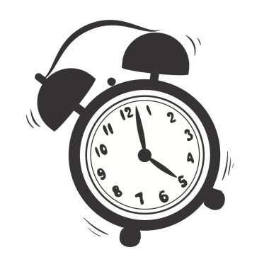 Alarm saat vektörü simgesi beyaz arkaplanda izole edilmiş, basit satır ana hatları biçimi, alarm saati çalan ikon modern tasarım