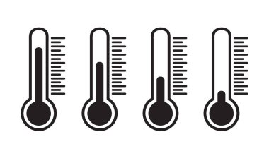 Hava durumu. Sıcaklık simgesi ayarlandı. Sıcaklık Ölçekleme Sembolü. Sıcak soğuk sembol - hisse senedi vektörü.