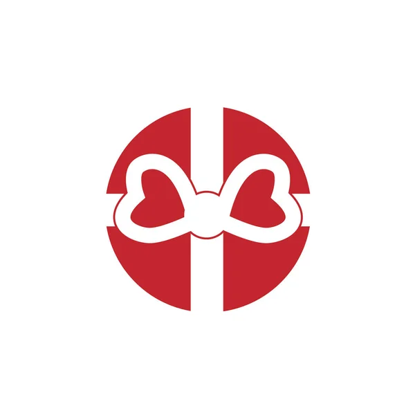 Κόκκινο Και Λευκό Επίπεδη Δώρο Σχήμα Κύκλου Παρόν Εικονίδιο Διανυσματική — Διανυσματικό Αρχείο