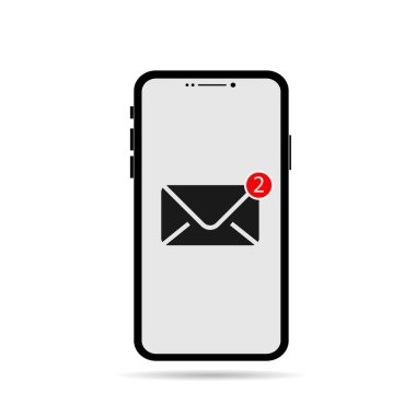 Ekranda e-posta uygulaması olan akıllı telefon, vektör tasarımı Element illüstrasyonu