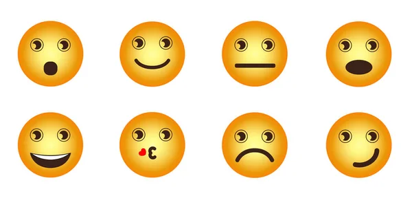 異なる感情を持つベクトル笑顔のコレクション 絵文字セットのアイコンイラスト — ストックベクタ