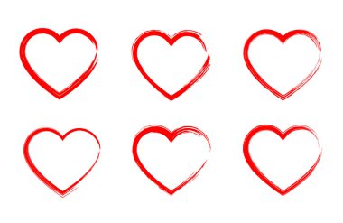 Grunge kalp şeklinde. El çizimi vektör kalpler. Kalp şeklinde bir fırçayla çizim - stok vektörü.