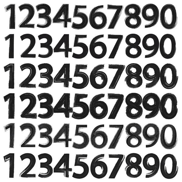Conjunto Vectores Acrílico Caligráfico Números Tinta Letras Pincel — Archivo Imágenes Vectoriales