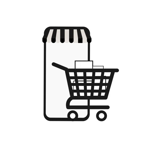 Bevásárló Alkalmazás Okostelefon Online Fizetés Shopping Illusztráció Internetes Vásárlás Koncepciója — Stock Vector