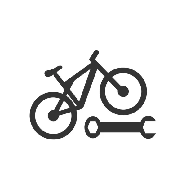 Fahrrad Fahrrad Reparatur Service Symbol Linear Auf Weiß Vektordarstellung — Stockvektor