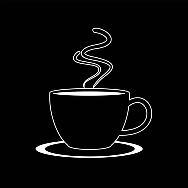 Kaffeetasse Symbol Auf Schwarzem Hintergrund — Stockvektor