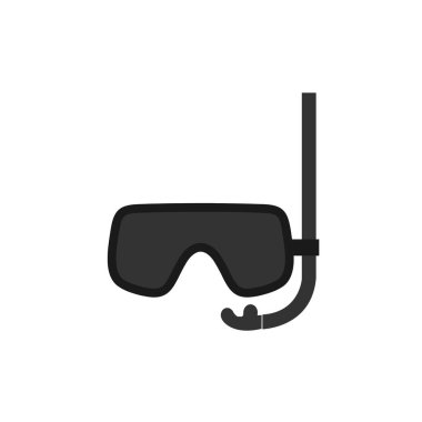 Şnorkel, beyaz arka planda izole edilmiş. Dalış maskesi, şnorkel. Yüzgeçler, dalgıç maskesi ve tüp. Dalış aletleri. Su altında yüzmek. Vektör