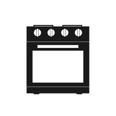 Siyah fırın simgesi beyaz arkaplanda izole edilmiş. Fırın tabelası.