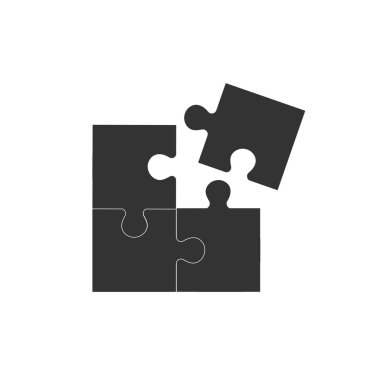 Düz stil ile uyumlu bulmaca simgesi. Beyaz izole edilmiş arka planda yapboz anlaşma vektör illüstrasyonu. İşbirliği çözüm iş kavramı.