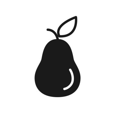 armut simgesi vektörü. İnce çizgi armut çizgisi ikon vektör illüstrasyonu. Beyaz üzerine izole edilmiş armut silueti işareti.