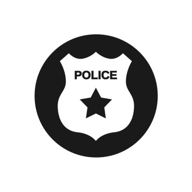Polis rozeti ikonu. Beyaz arkaplanda izole edilmiş web tasarımı için polis rozeti vektör simgesinin basit çizimi
