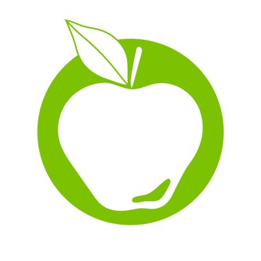 Elma meyve simgesi - yeşil daire vektörü.