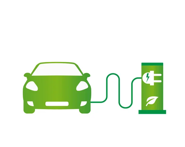 Vector Auto Pictogram Dunne Lijn Stijl Logo Van Hybride Voertuigen — Stockvector