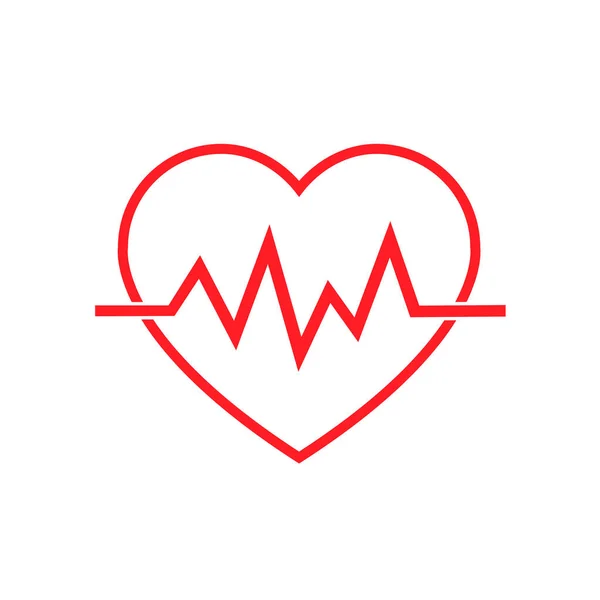 Signo Cardiograma Rojo Con Corazón Sobre Fondo Blanco Ilustración Vectorial — Vector de stock
