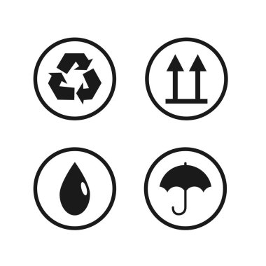 Paketleme işaretleri. Kutu için lojistik simge. Paket Kutusu Sembolleri.