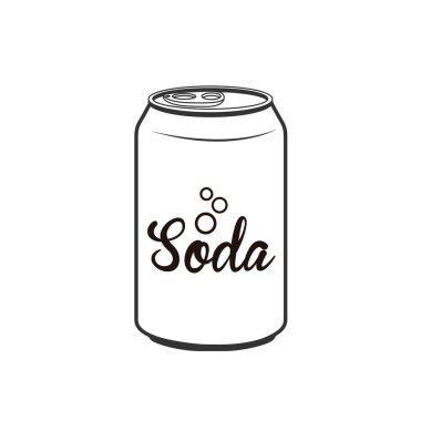 Soda alüminyum, beyaz arkaplanda izole edilmiş vektör çizimi. Soğuk içecek ikonu, soda içeceği, otomat otomatı menü piktogramı.