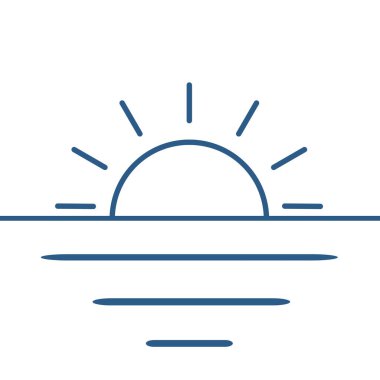 Güneş doğumu vektör simgesi, yaz sembolü. Web sitesi veya mobil uygulama için modern, basit düz vektör çizimi