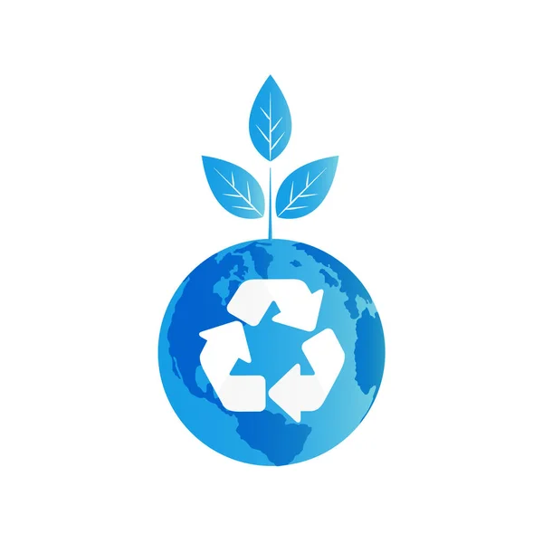 Ανακυκλώστε Σύμβολο Φύλλο Στο Λογότυπο Του Πλανήτη Οικολογικό Φυσικό Οργανικό — Διανυσματικό Αρχείο