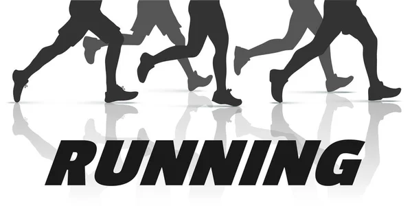 Set Silhouettes Running Men Women Shadow Run Runner Sport Vector — Stock Vector