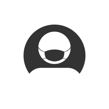 Uygulamalar ve web siteleri için daire şeklinde düz simge şeklinde tıbbi maskeli kullanıcı hesabı profili