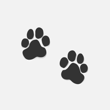Pençe vektör ayak izi kedi izi. Köpek, köpek yavrusu silueti simgesi, beyaz arkaplanda izole edilmiş logo