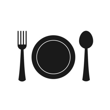 Tabak, kaşık ve çatal simgesi vektörü