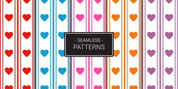 Heart Decorative Vector Seamless Patterns Eps Pattern Can Used Wallpaper — Stock Vector