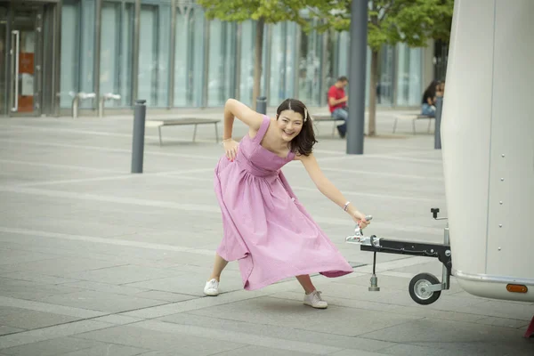 Mulher Negócios Asiática Bonita Cazaque Menina Moda — Fotografia de Stock