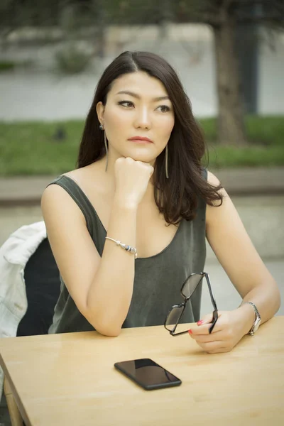 Beautiful asian business woman. Kazakh fashion girl