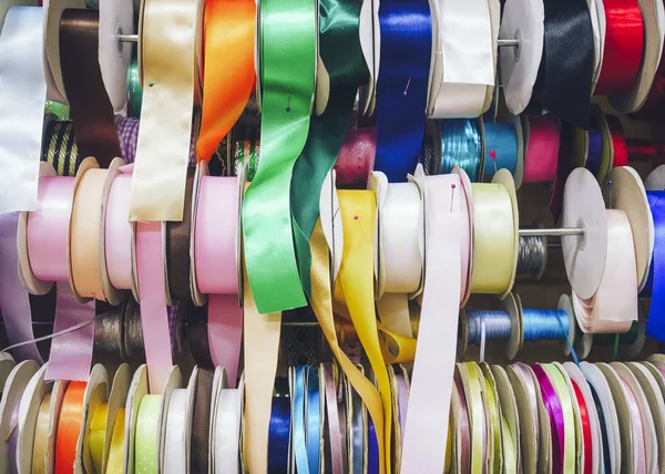 Colourful Ribbons Row Gift Wrapping Art Craft Supply — Stock Photo, Image