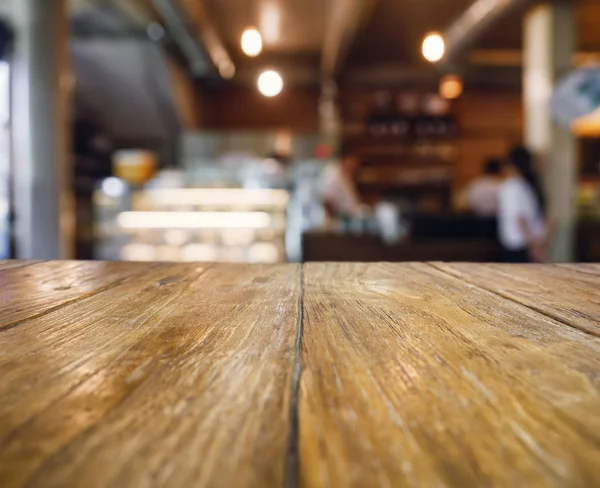 Deska Stolu Proti Rozostření Bar Restaurace Café Pozadím Lidí — Stock fotografie