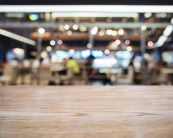 Bovenste Teller Tabel Met Mensen Restaurant Winkel Verlichting Achtergrond Wazig — Stockfoto