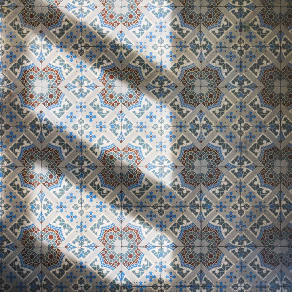 Tiles decoration floor Asian art pattern with sunlight