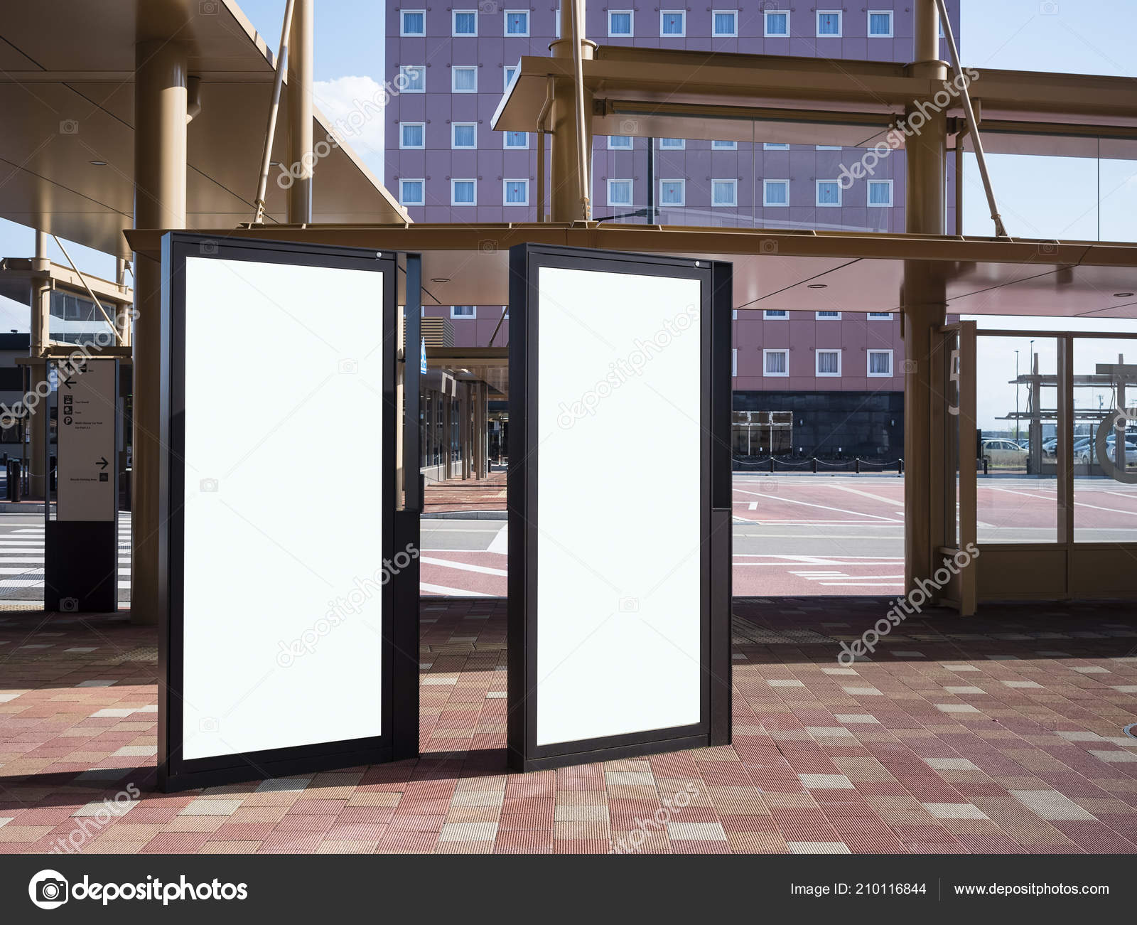 Blank Mock Light Box Set Template Vertical Sign Stand Outdoor Blank Mock Up Light Box Set Template Vertical Sign Stand Outdoor Public Building Photo By Viteethumb